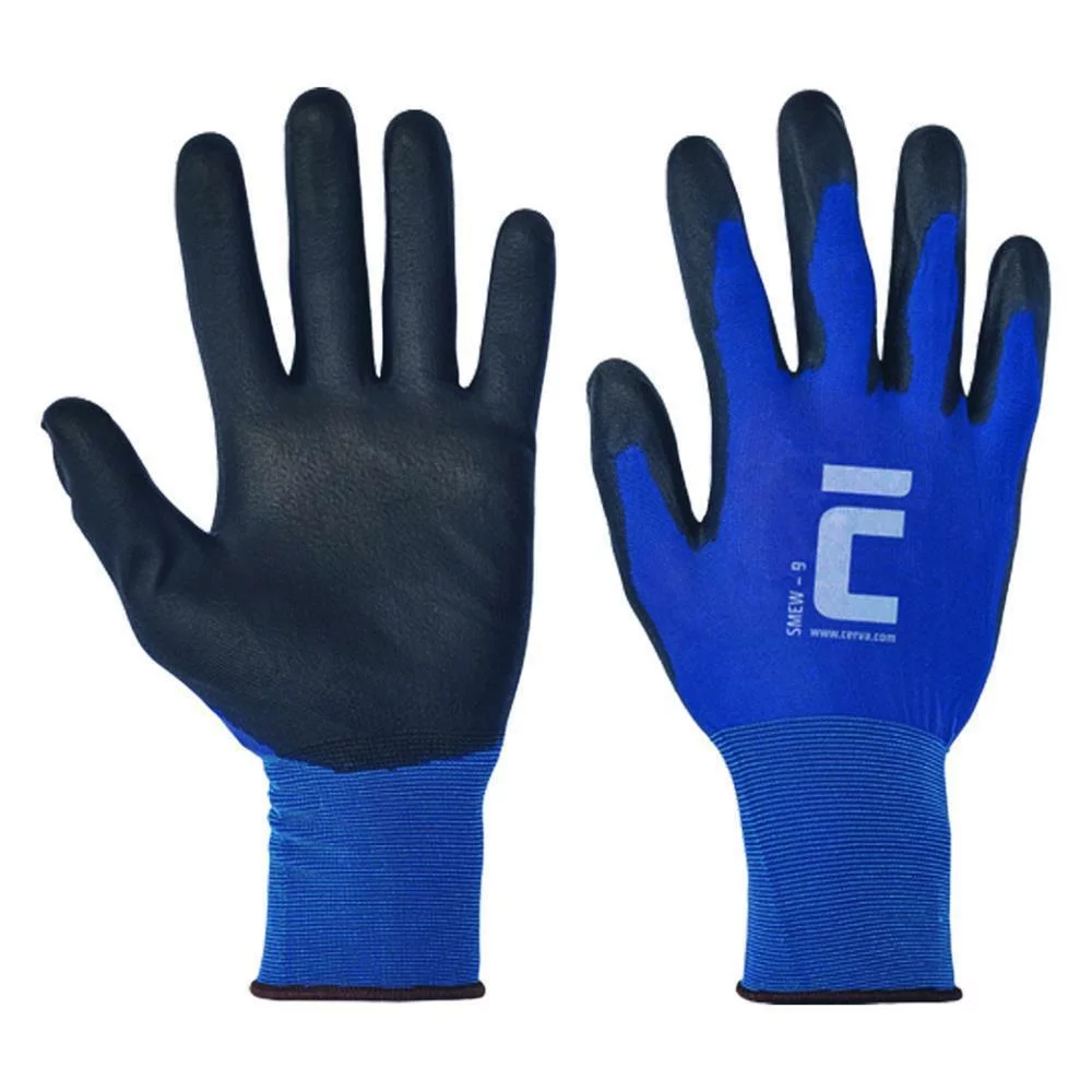 smew-groesse-6-11-blauer-nylonfeinstrickhandschuh-18-gauge-mit-schwarzer-pu-beschichtung-handruecken-frei-strickbund